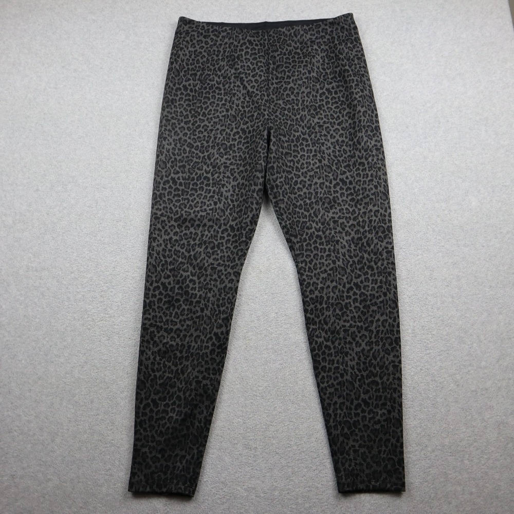 Liverpool Leggings Womens 14 Pull-On Grey Black Leopard Print Stretch Skinny